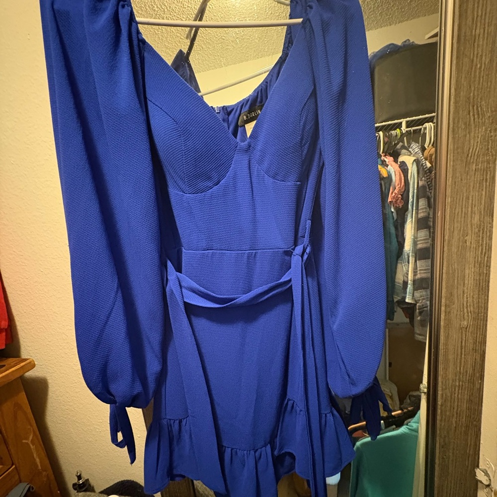 B Darlin Royal Blue Long Sleeve Dress